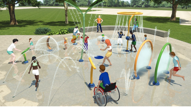 Recreación conceptual, de hecho el parque será rectangular y en esta imagen es redondo
